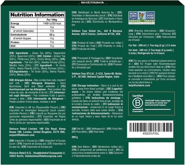 Thumbnail 8 de VAHDAM Mint Melody Té Verde 🌿 100 Bolsitas de Menta Natural
