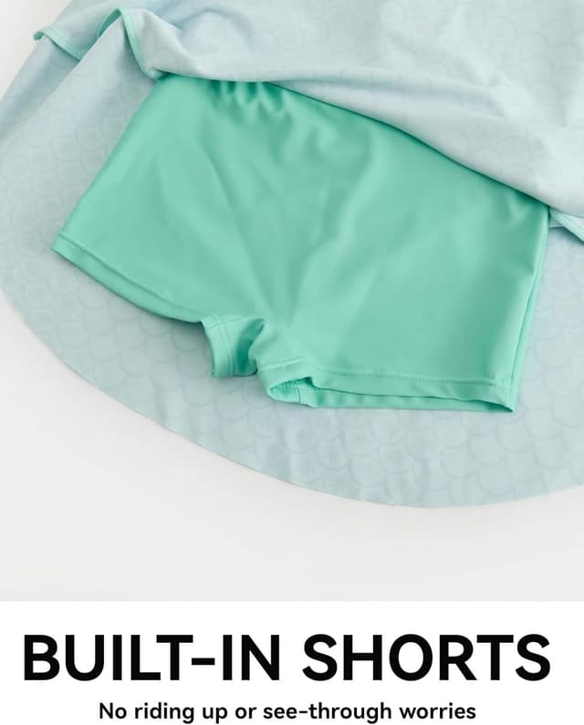 Detalle 2 de JiAmy girls skirted one-piece swimsuit with front zip and built-in briefs (3–12 years)