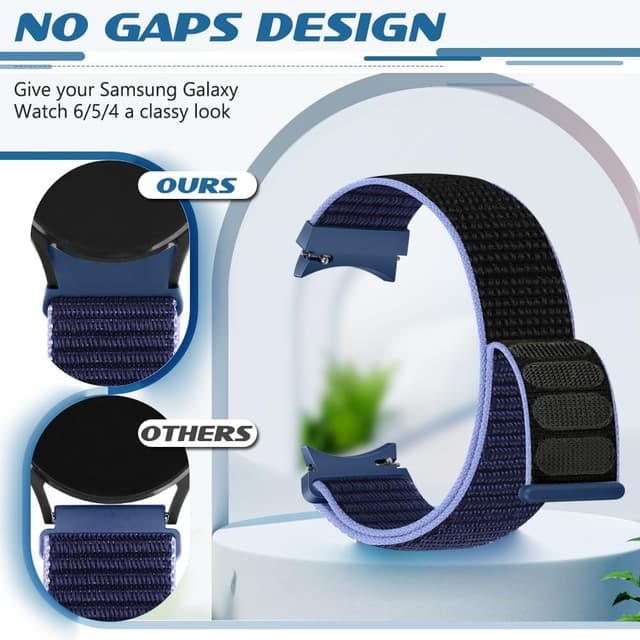 Detalle de Runostrich nylon sport watch strap for Samsung Galaxy Watch 7/6/5/4 (40–47mm) — soft sport loop replacement