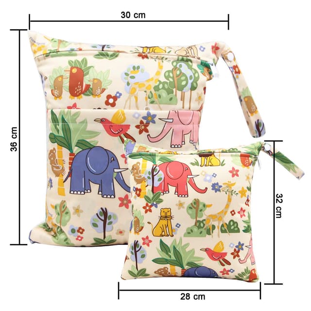 Detalle de Bynsaer Wetbag Stoffwindeln Nasstasche Wickeltasche (Farbe 06) – 2er Set für nasse & trockene Windeln