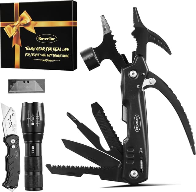 Detalle de RoverTac 12-in-1 Multi Tool Hammer con torcia LED e coltello multiuso (confezione regalo premium)