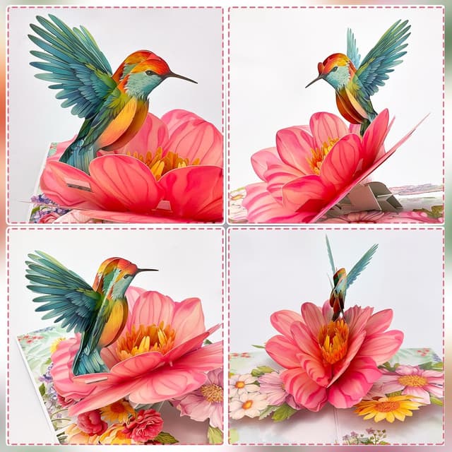 Thumbnail 6 de Hierein Geburtstagskarte Frau Kolibri Pop Up