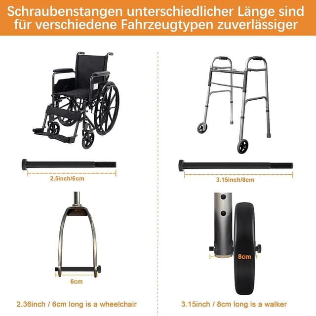 Detalle de SAICOOS 2 Stück Ersatzräder 200 mm – solide PU-Reifen mit rutschfester ABS-Radnabe