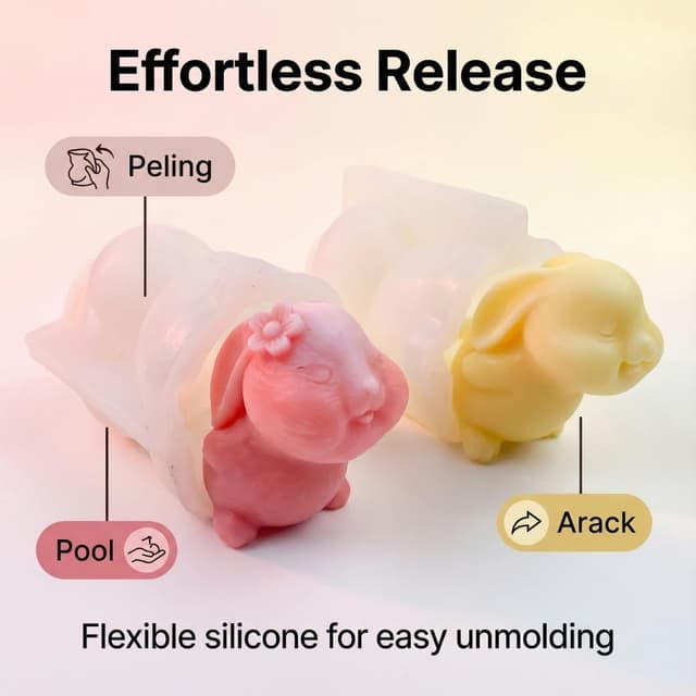 Detalle de Moule à bougie en silicone Lapin de Pâques 3D – lot de 2 moules lapins