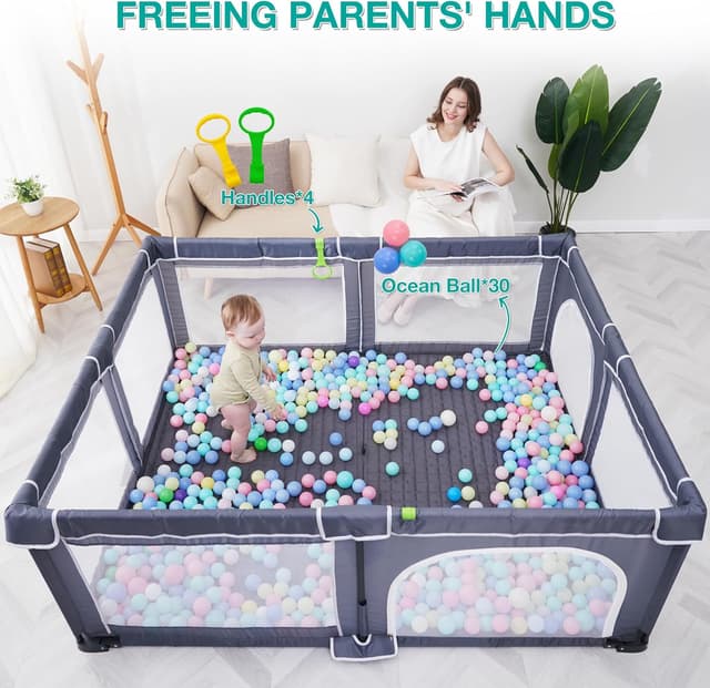 Thumbnail 3 de Foldable Baby Playpen 150×180 cm with 30 balls