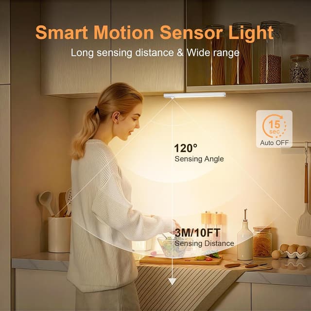 Detalle 2 de daphomeu 5 Pack Rechargeable Under Cupboard Kitchen Lights (20CM) with Motion Sensor