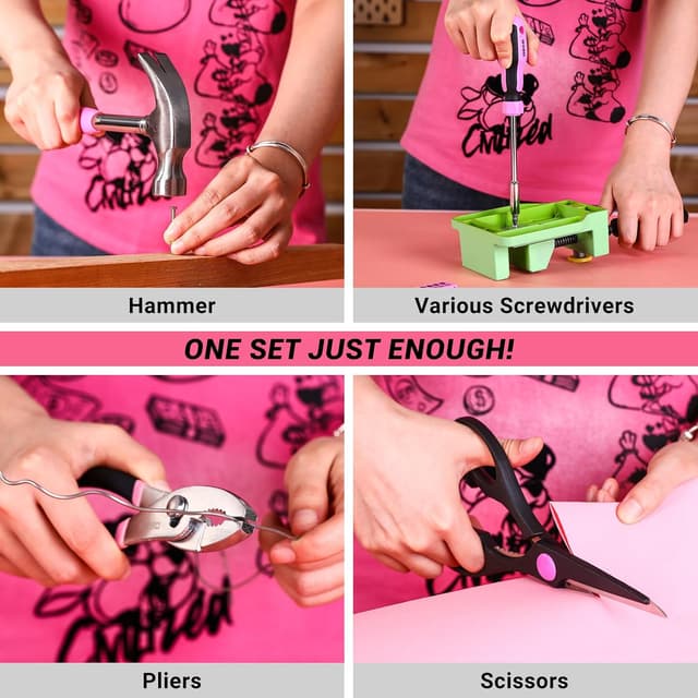 Thumbnail 4 de DEKO Tool Set 62 Pieces pink DIY kit