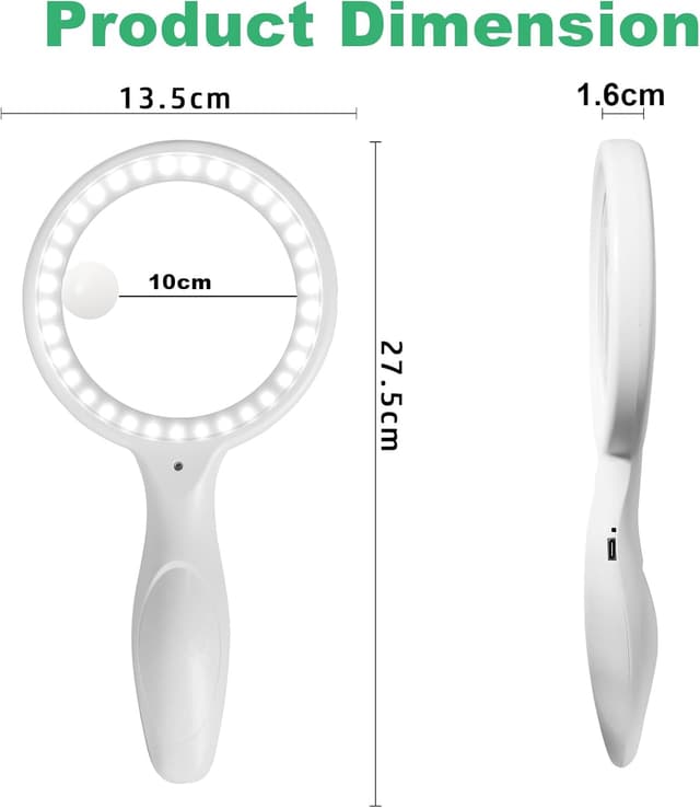 Detalle 2 de Lente d’ingrandimento con luce USB ricaricabile 30X/60X e 33 LED (3 modalità)
