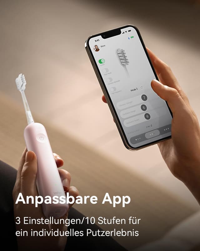 Detalle de Laifen Wave elektrische Zahnbürste mit Oszillation & Vibration, magnetisch wiederaufladbar (IPX7) und 3 Bürstenköpfen – ABS Rosa