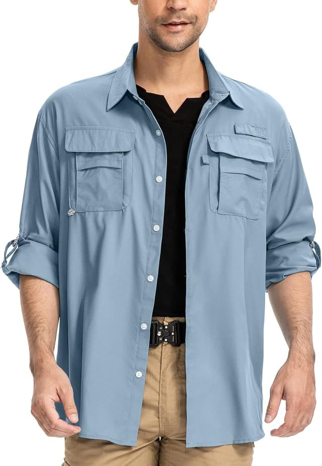 Detalle de yeyity Outdoor Langarm Safari Hemd UPF50