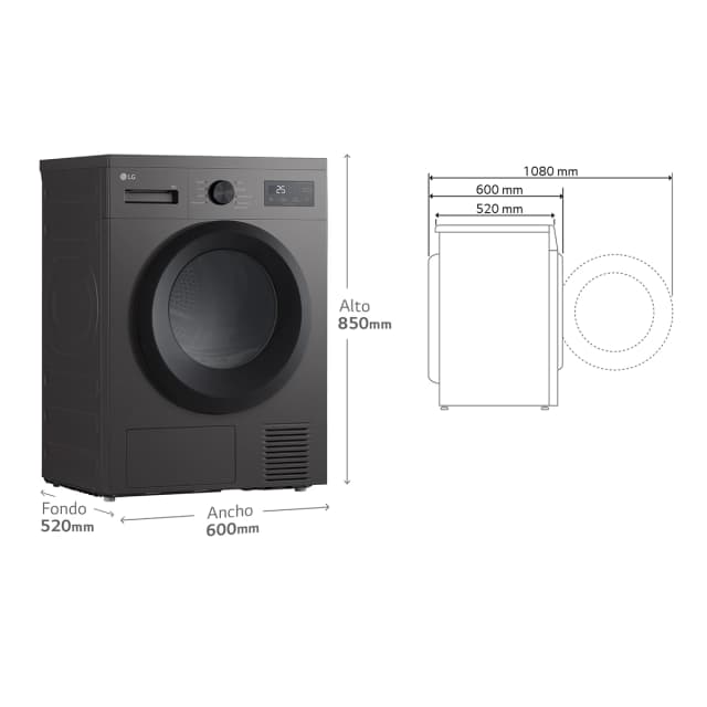 Detalle 2 de LG RHA1008NDK Secadora 8 kg