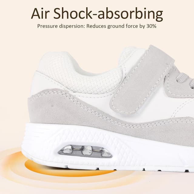 Detalle de Mioceko Kids Trainers with Hoop and Loop straps – air cushion school running shoes