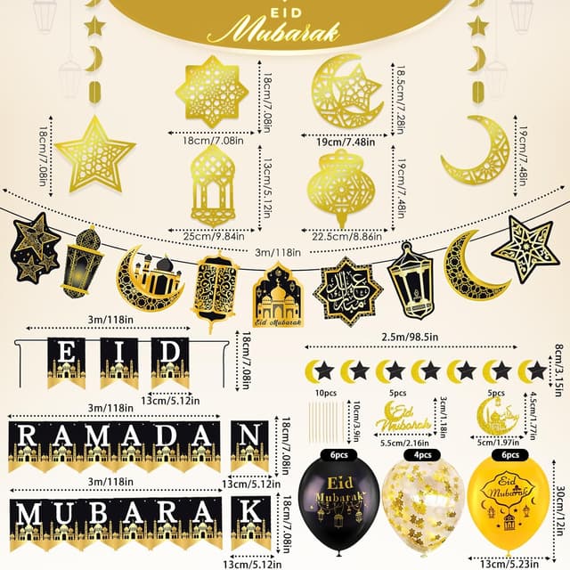 Detalle 2 de AhfuLife Ramadan Mubarak Decorations 6Pcs 🎉