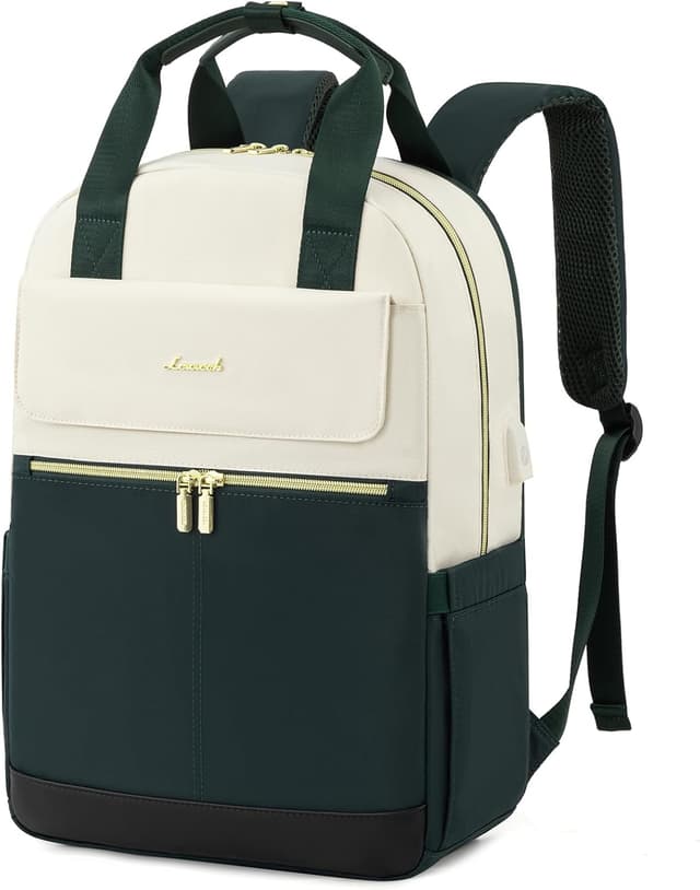 Detalle de LOVEVOOK Rucksack Damen 15,6 Zoll Dunkelgrün