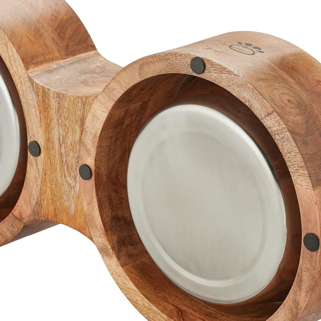 Thumbnail 6 de Relaxdays Hundenapfbar mit 2 Edelstahlnäpfen (2 x ca. 2,2 l) – Futterbar Natur/Silber für mittelgroße & große Hunde