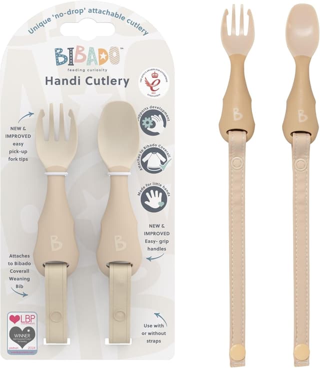 Detalle 2 de Bibado Dippit Baby Spoon and Dipper (Mint & Blue) 2-Pack – Soft, chewable weaning cutlery with sensory grip