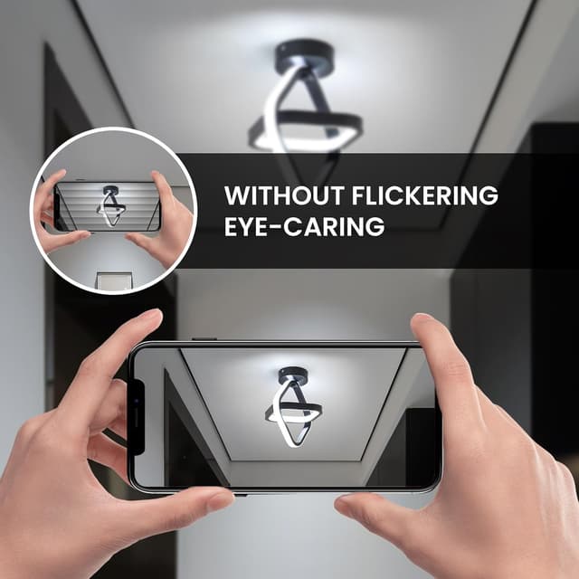 Detalle de Goeco plafonnier LED 22W noir moderne (25×25×22 cm) – lumière blanche froide 6500K