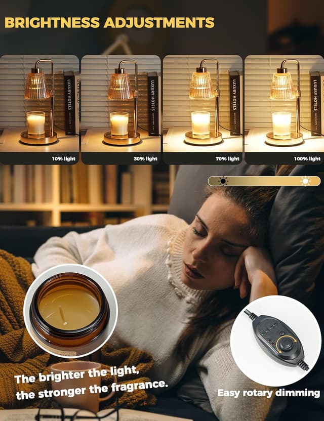 Detalle de GODONLIF Candle Warmer Lamp with Timer & Dimmable Bulbs