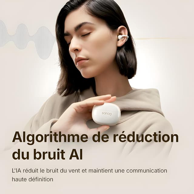 Detalle de SANAG Z60S : écouteurs Bluetooth à conduction osseuse, open ear et jusqu’à 50 h d’autonomie