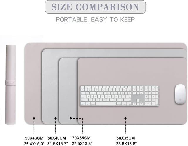 Thumbnail 6 de DOBAOJIA Desk Pad Large (Dual-Side PU Leather) — extended mouse mat & desk blotter, light gray/silver