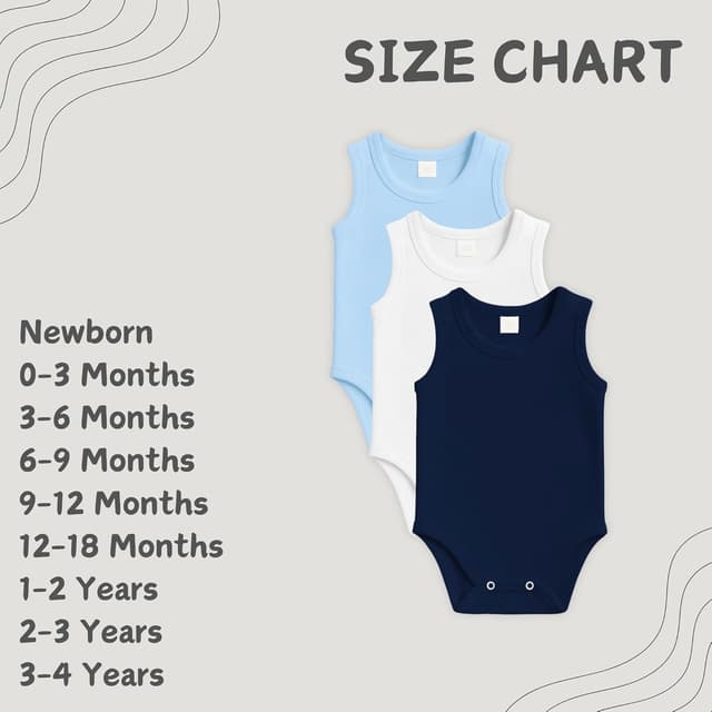 Detalle de rise&Raba Baby Bodysuit 3 Pack in 100% Organic Cotton (sleeveless, snap closure)