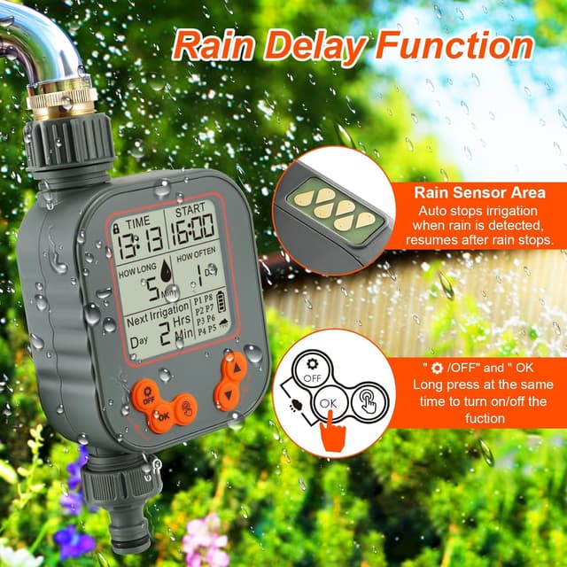 Detalle de Programmatore Irrigazione a Batteria con Sensore Pioggia e 8 Programmi separati