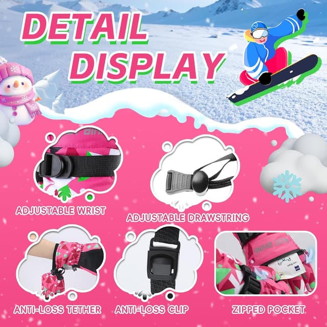 Thumbnail 6 de West Biking Kids Ski Gloves 3M Thinsulate, age 6–12