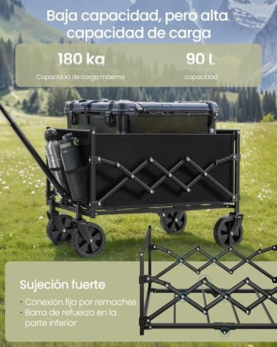 Detalle de SONGMICS GFW909B01 carro de mano plegable de jardín, 90 L y hasta 180 kg
