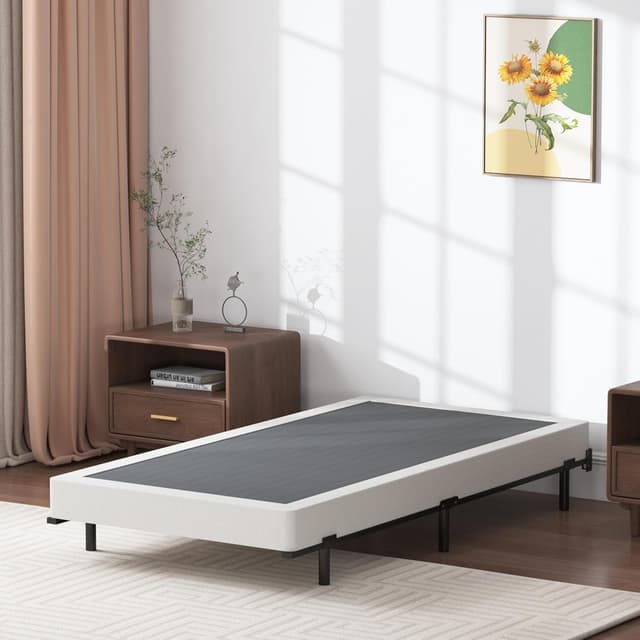 Detalle de SHLAND Twin XL Box Springs Bed Base (5 Inch) — Heavy-Duty Metal Frame with Non-Slip, Easy-Clean Fabric Cover