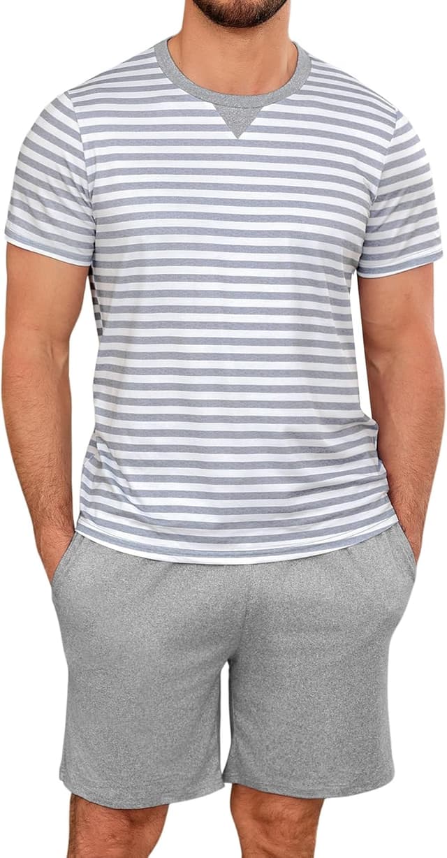 Detalle de Leversic Pyjama homme été en coton, ensemble deux pièces à manches courtes (S à 4XL)
