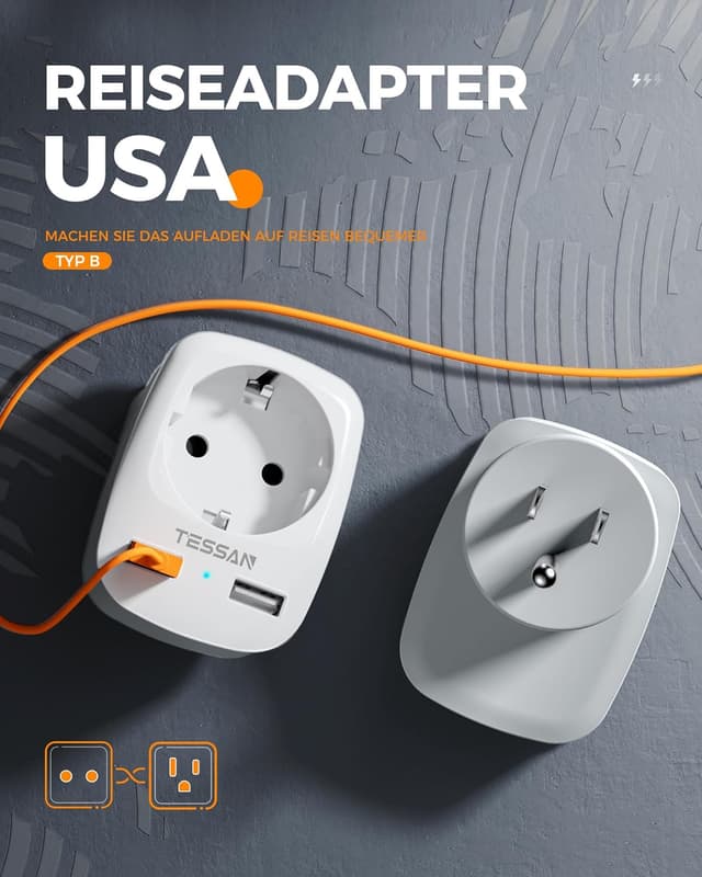 Detalle 2 de TESSEN Reiseadapter USA 3 Stück