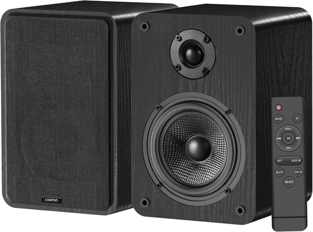 Detalle de LONPOO LP42A 60W Aktiv-Regal-Lautsprecher (2.0) mit Bluetooth, Optical, RCA & AUX-In