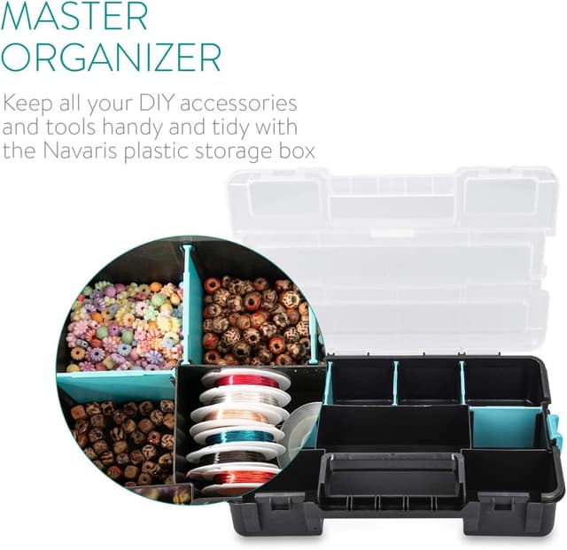 Detalle de Navaris Contenitore portaminuterie organizzatore con 3 vaschette sovrapponibili (L)