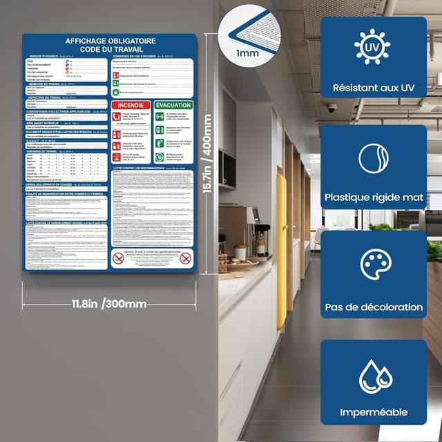 Detalle 2 de Panneau Code du Travail 2025 400x300mm ⚙