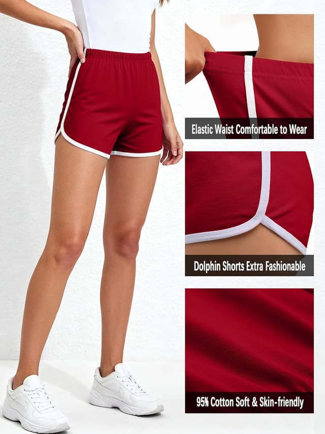 Detalle 2 de URATOT Women’s Cotton Gym Yoga Summer Elastic Shorts (Pack of 2)