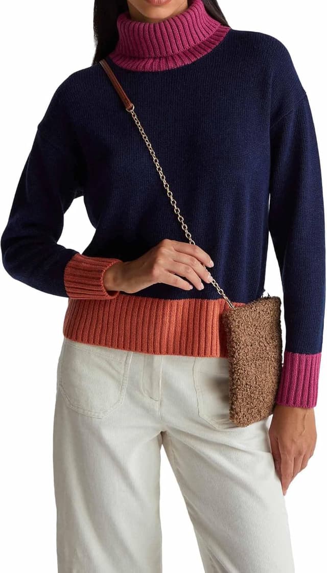 Detalle de United Colors of Benetton Maglia dolcevita con spalla scesa e bordo a contrasto