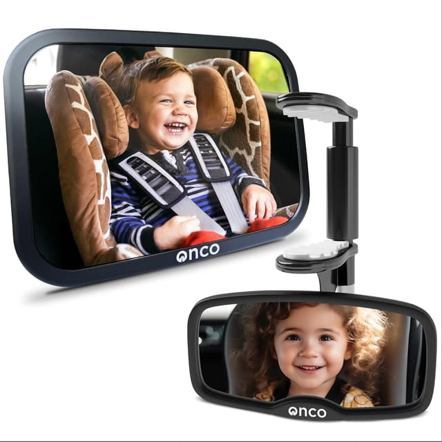 Detalle de Onco Baby Car Mirror Bundle (Rear & Forward Facing) – 100% Shatterproof, Shakeproof Clip-On Mirrors