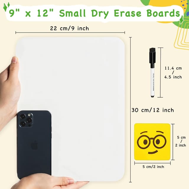 Detalle 2 de Ohuhu 30 Pack Mini Whiteboard A4 (22 x 30 cm) with 30 double-sided boards, 30 pens & 30 erasers