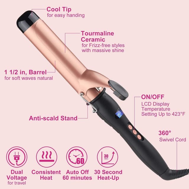 Thumbnail 3 de Curling Wand 38mm Large Barrel with Adjustable Temperature