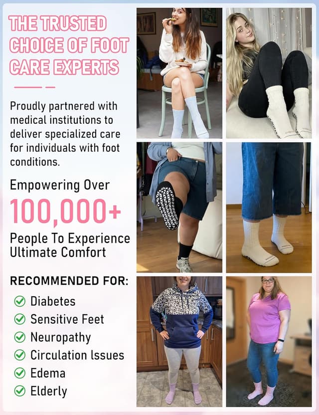 Detalle de Frelimiu Diabetic Socks with Grippers for Women (Non-Slip Bamboo Viscose), 4 Pairs, Size 8–11