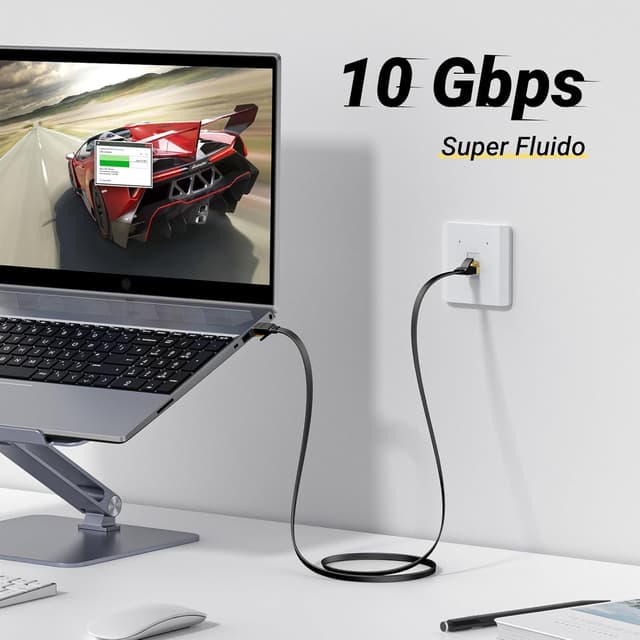 Detalle 2 de UGREEN Cable Ethernet Cat 7 10m🛡️ Alta Velocidad para Gaming