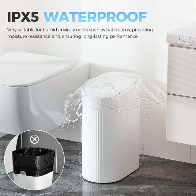 Detalle 2 de jinligogo 2-Pack 5 Gallon Touchless Bathroom Trash Can with Motion Sensor Lid (White)