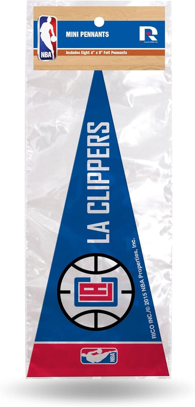 Detalle 2 de Rico Industries NBA Mini Pennant Set (8 Felt Team Pennants, 4" x 9")