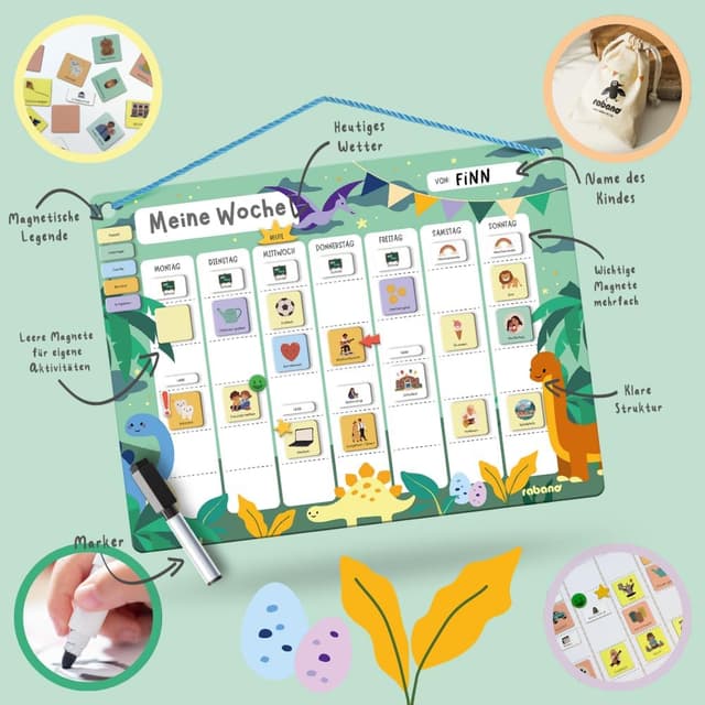 Detalle de Rabano Art Wochenplaner für Kinder 200 Magnete 🧲