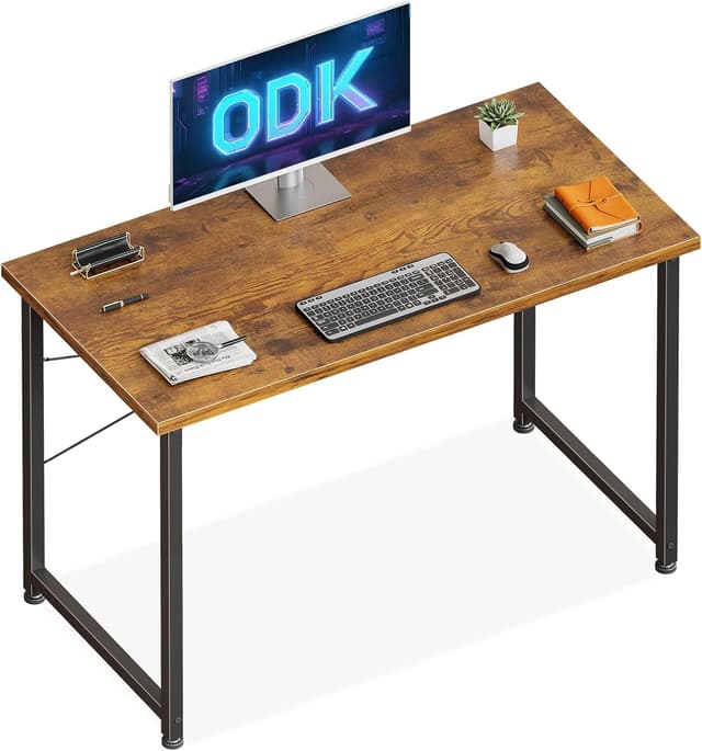 Detalle de ODK Kleiner Schreibtisch 100×48 cm – kompakter Computertisch für Homeoffice & kleine Räume (braun)