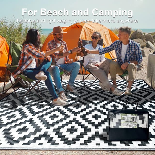 Detalle de CHOSHOME Tapis d’extérieur résistant 180 x 270 cm (polypropylène recyclé) pour terrasse, jardin et balcon