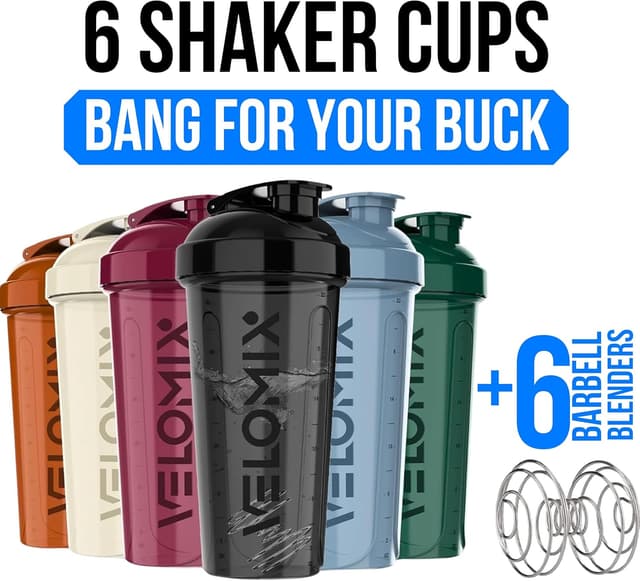 Detalle 2 de VELOMIX 6-Pack 28 oz protein shaker 🥤