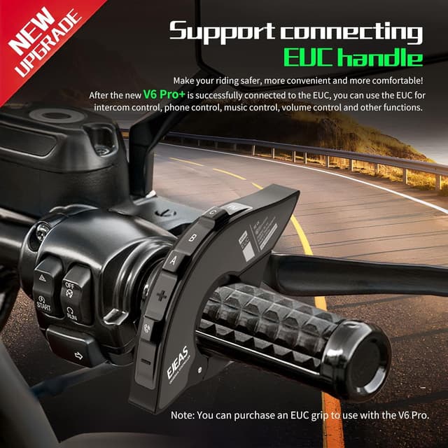 Detalle 2 de EJEAS V6 Pro+ Interphone moto Bluetooth 5.1 (interface C) pour casque, jusqu’à 6 personnes