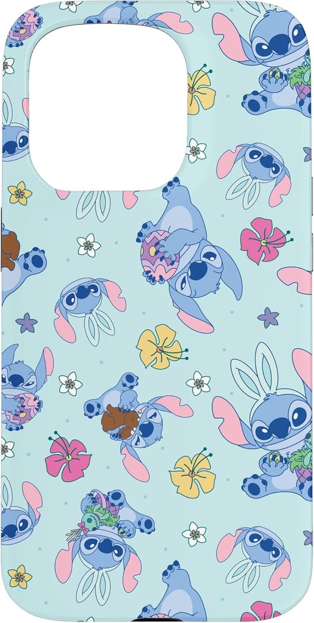 Detalle de Custodia pieghevole Disney Lilo & Stitch Cute Blue Easter per iPhone 15 Pro