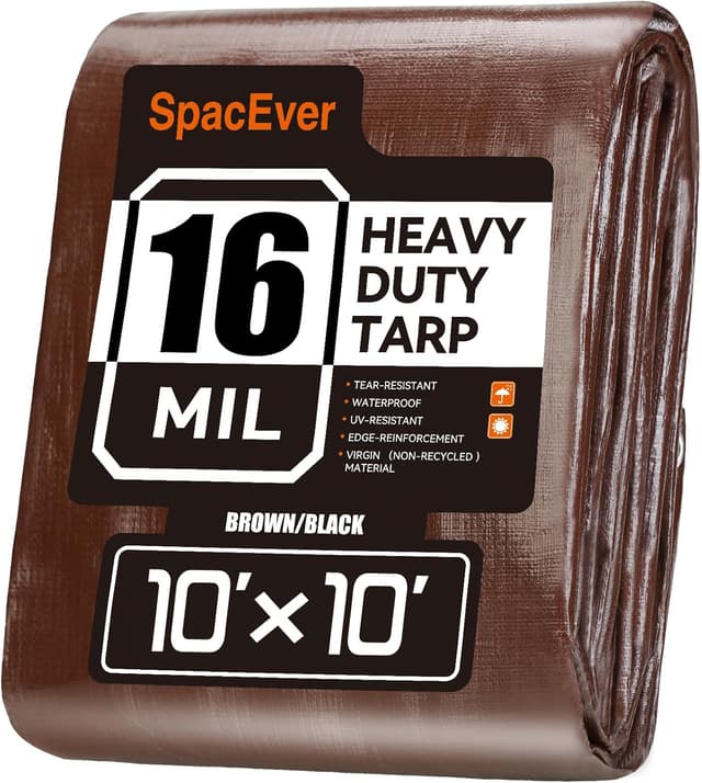 Detalle de 12x12 FT Waterproof 16 Mil Heavy Duty Tarp with Grommets (UV & Rip- & Tear-Resistant)